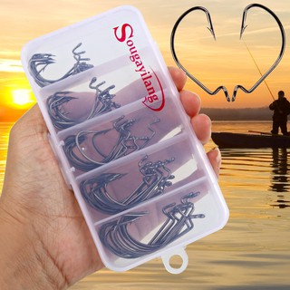 Anzol Sougayilang 50Pcs Metal with Box 2 Color Size 2#-3# Fishing Gear
