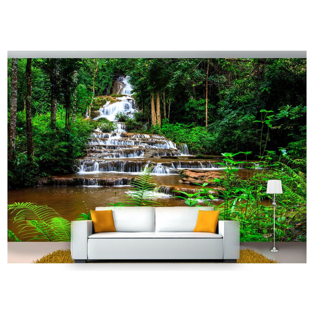 papel de parede Cachoeira Natureza Mata 3D m² NCH160