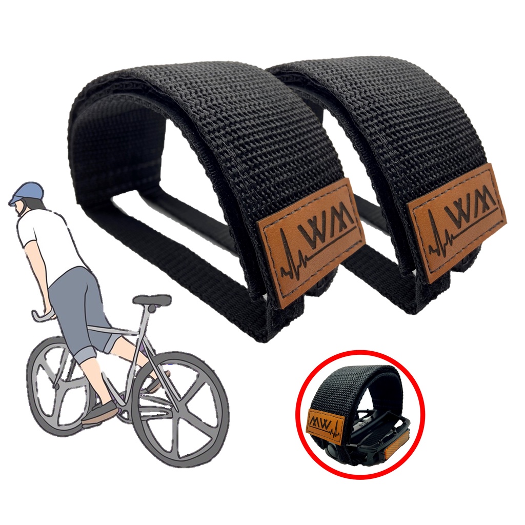 Par Firma Pé Bike Bicicleta Fixar Calçado Tipo Pedal Clip Strap Skid Correia Nylon Regulável WM