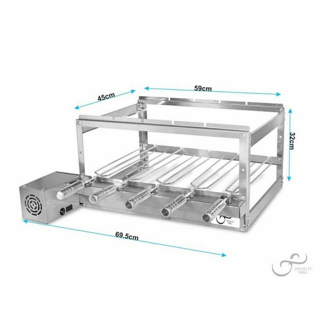 Gira Grill Inox 5 Espetos para Churrasqueira