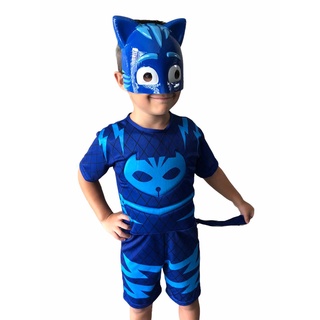 Fantasia Do Menino Gato Pj Masks C/ Enchimento E Mascara Plastico