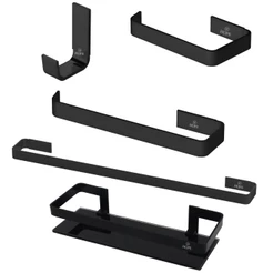 Kit Acessorios Para Banheiro 5 Peças Preto Fosco P/ Shampoo