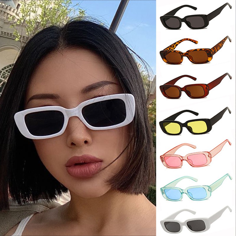 Óculos De Sol Feminino Preto Estilo Clássico Retrô Retangular