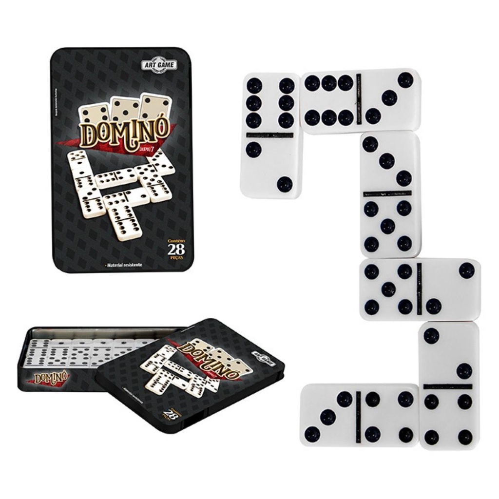 Jogo Domino Na Lata 28 Peças Dominó Resistente 4,8X2,4X7Mm - Art Game