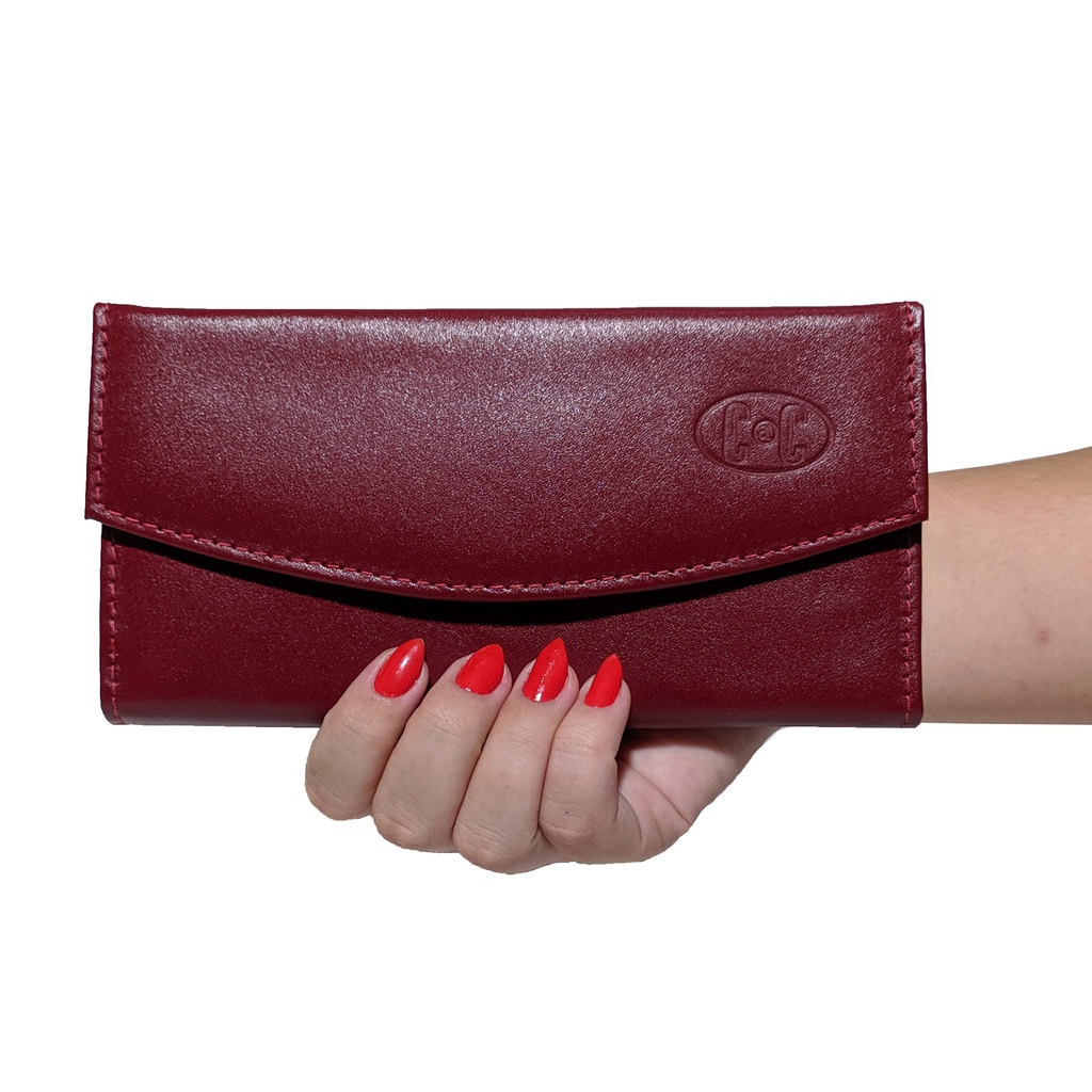 Carteira Feminina Couro Legitimo Média De Luxo Com Diversos Compartimentos Forrada Em Tecido