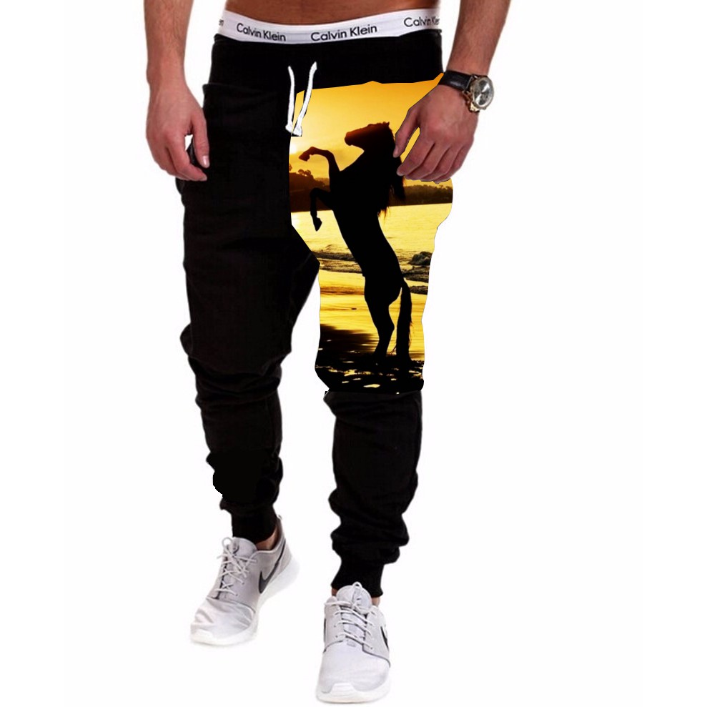 Calça Masculina de Moletom Estampada por Sublimação Cavalo Por do Sol A233