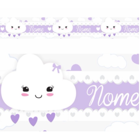 Kit 4 Faixa Decorativa Infantil Papel Parede para o quarto do seu bebê sala ou cozinha personalizado com o nome chuva de amor roxa Star = 662