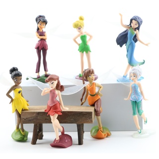 1 Conjunto De 7 Disney Princesa Tinker Bell Figuras De Fadas Da Família Brinquedo Bonecas Decoração Ornamento 9-10cm