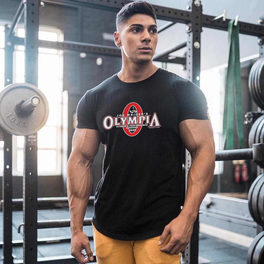 Camiseta Masculina De Algodão/Manga Curta/Casual/Da Moda Para Fisiculturismo/Academia/Esportes