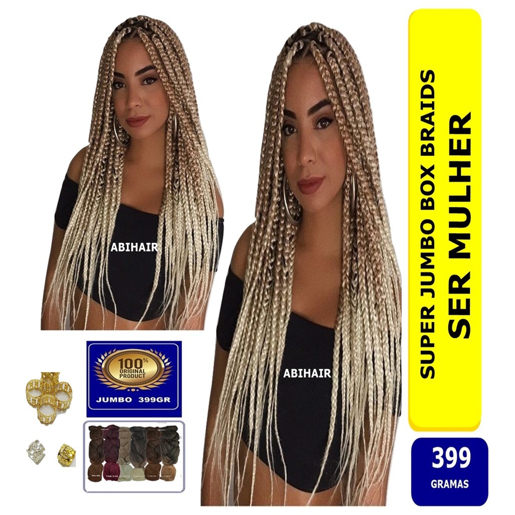 Jumbo Para Tranças Box Braids Ser Mulher Pacote 399 g Cores Ombré