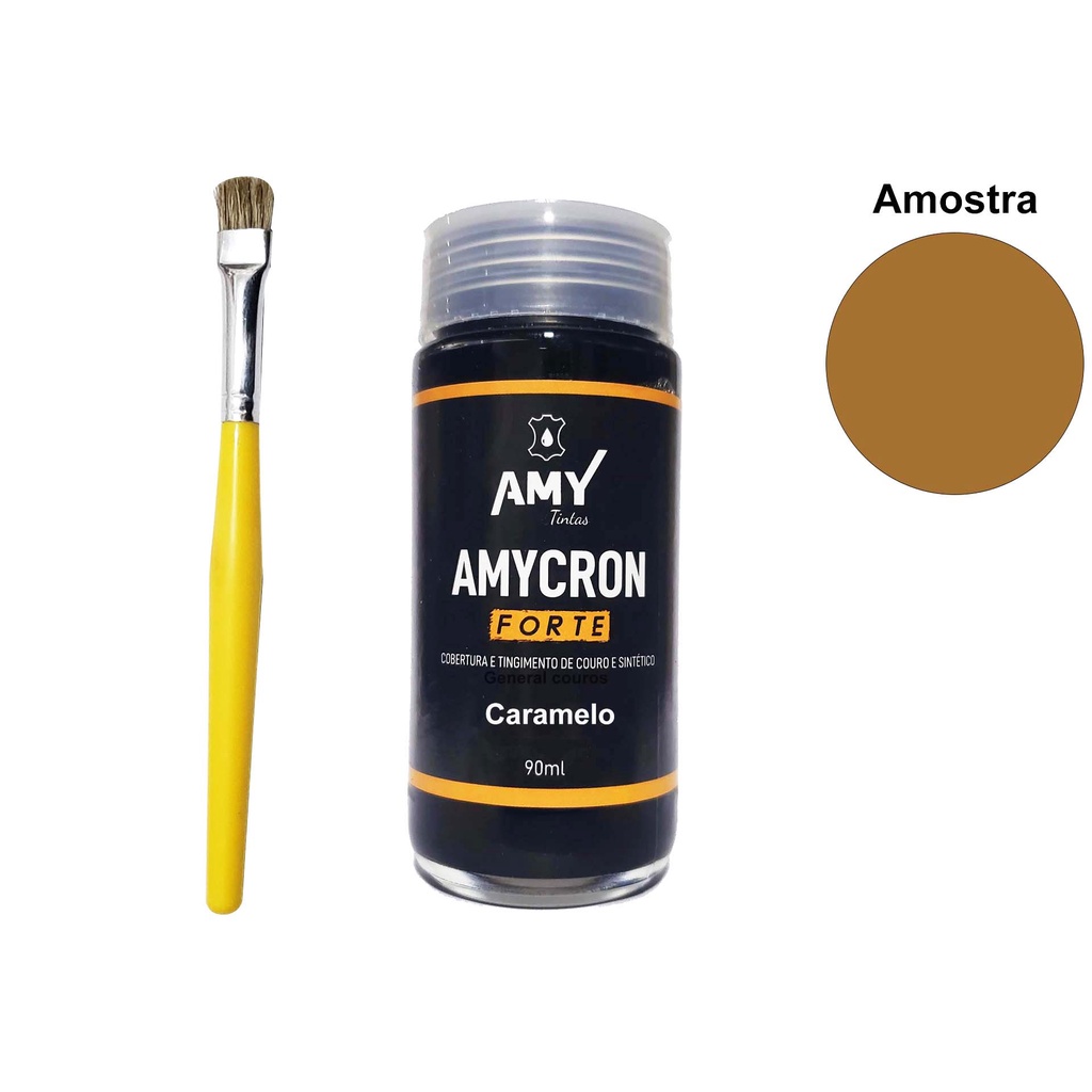tinta para couro caramelo +pincel de pintura amy 100ml