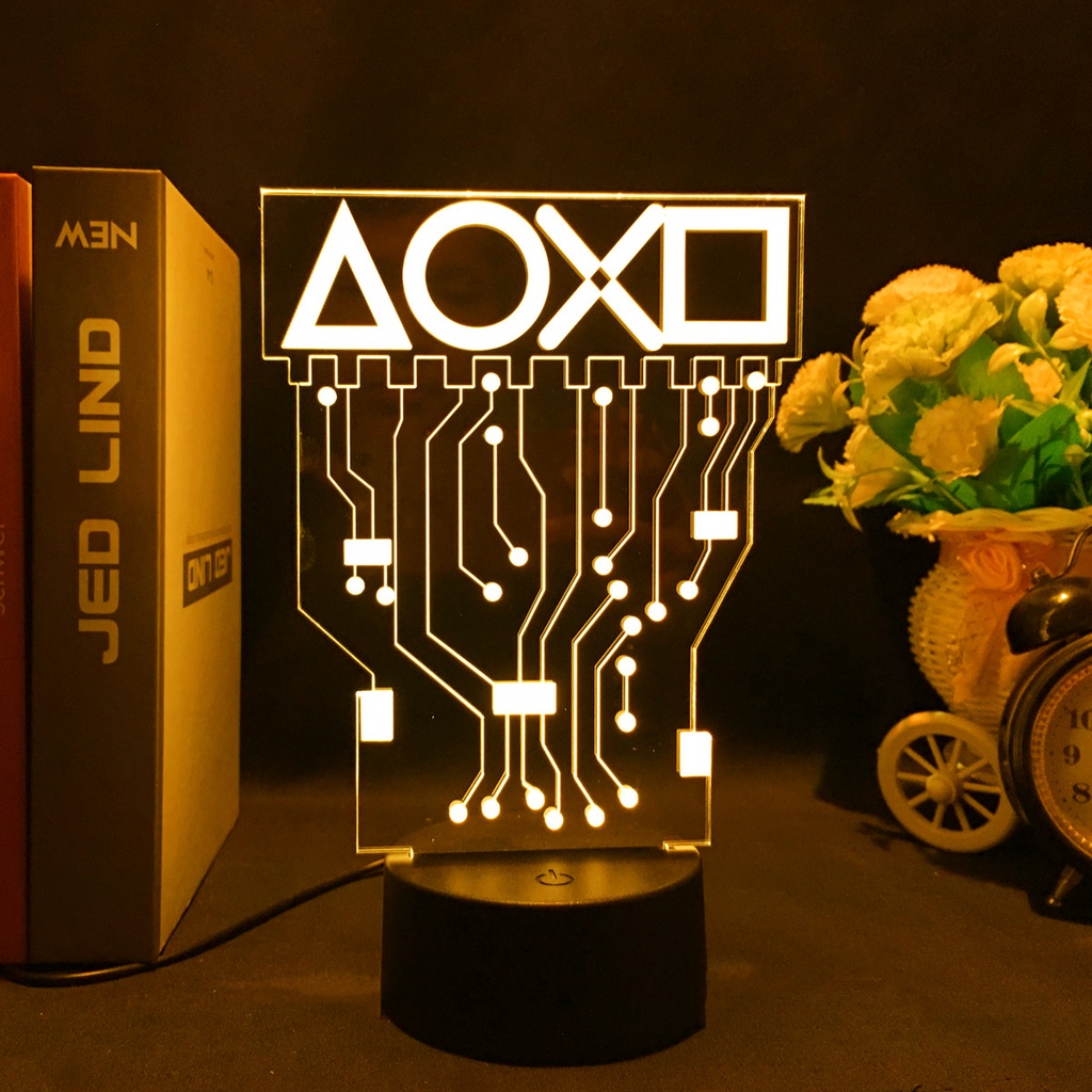 Lâmpada De Luz Noturna 3D Logotipo OX Mesa De Jogos Setup Console Ícone Sensor Criança Presente De Cabeceira Aniversário