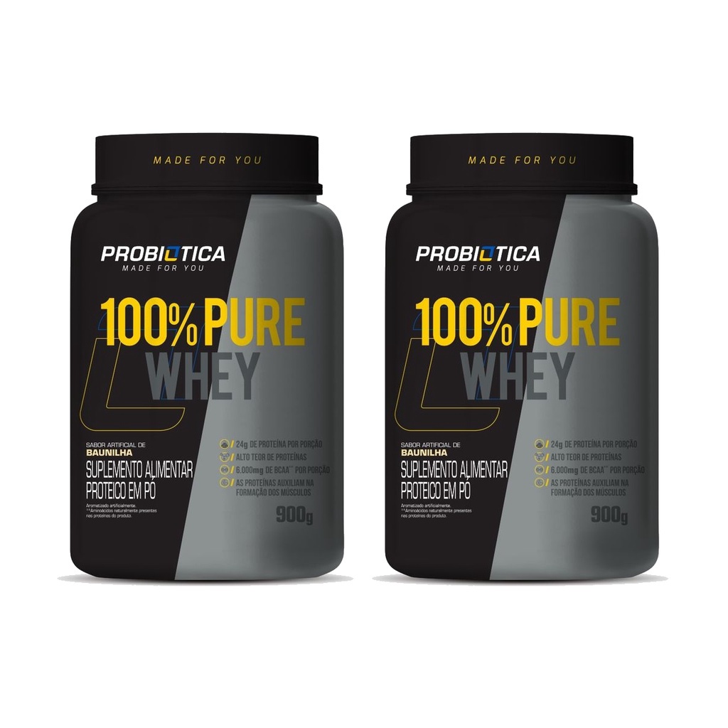 Kit 2x 100 Pure Whey Pote 900g ProbiÓtica Shopee Brasil