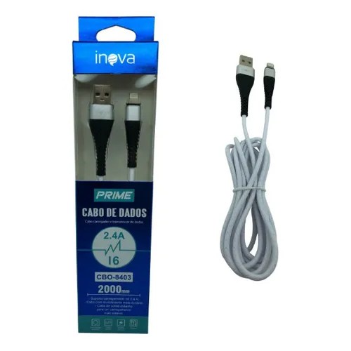 Cabo Usb dados e carregamento Inova Lighting/iphone 2m - detalhe
