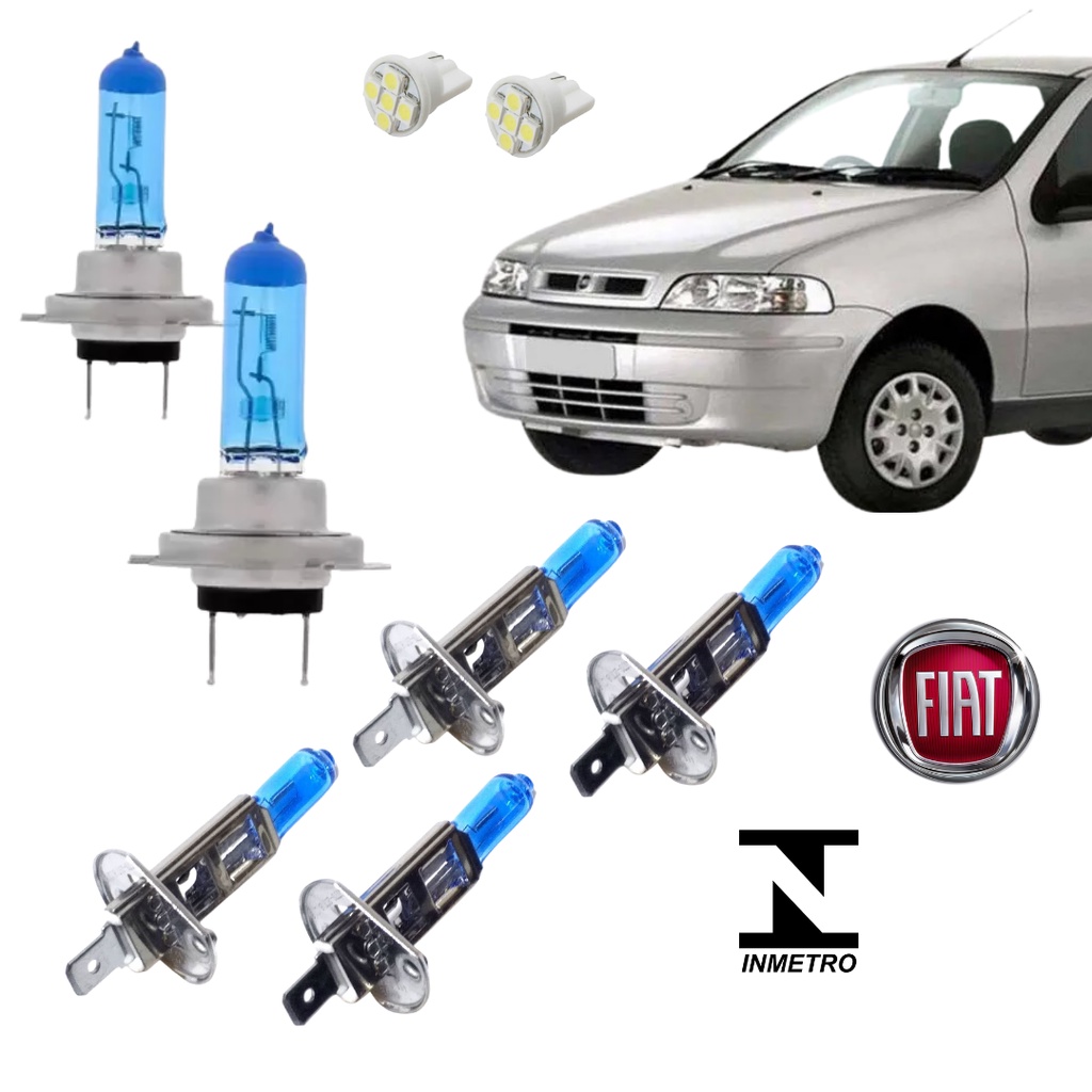 Kit Lâmpadas Palio Siena G2 2001 2002 2003 2004 Super Brancas H7 H1 H1 em Oferta na Shopee