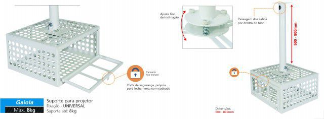 GAIOLA Suporte de Teto com Inclinação para Projetor. Anti-Furto Suporte Para Retroprojetor Antifurto/suporte Gaiola Projetor
