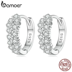 Brinco Bamoer 925 Sterling Silver Rose Earclip Moda Elegante Bijuteria Para Meninas