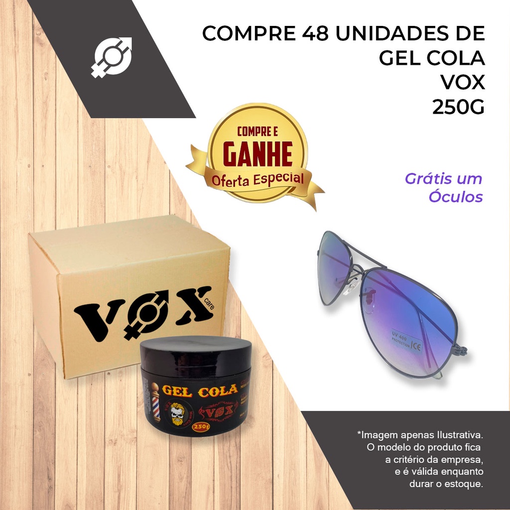 Kit 48 Gel Cola VOX 250g e um Óculos Grátis