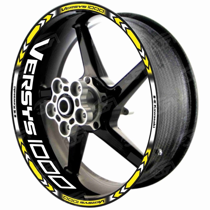 Adesivo Friso Refletivo Roda Moto Kawasaki Versys 1000 + Adesivos Internos M01 amarelo