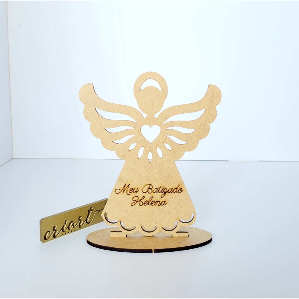 Kit 60 Lembrancinha Batizado Anjo Batismo em MDF ref3