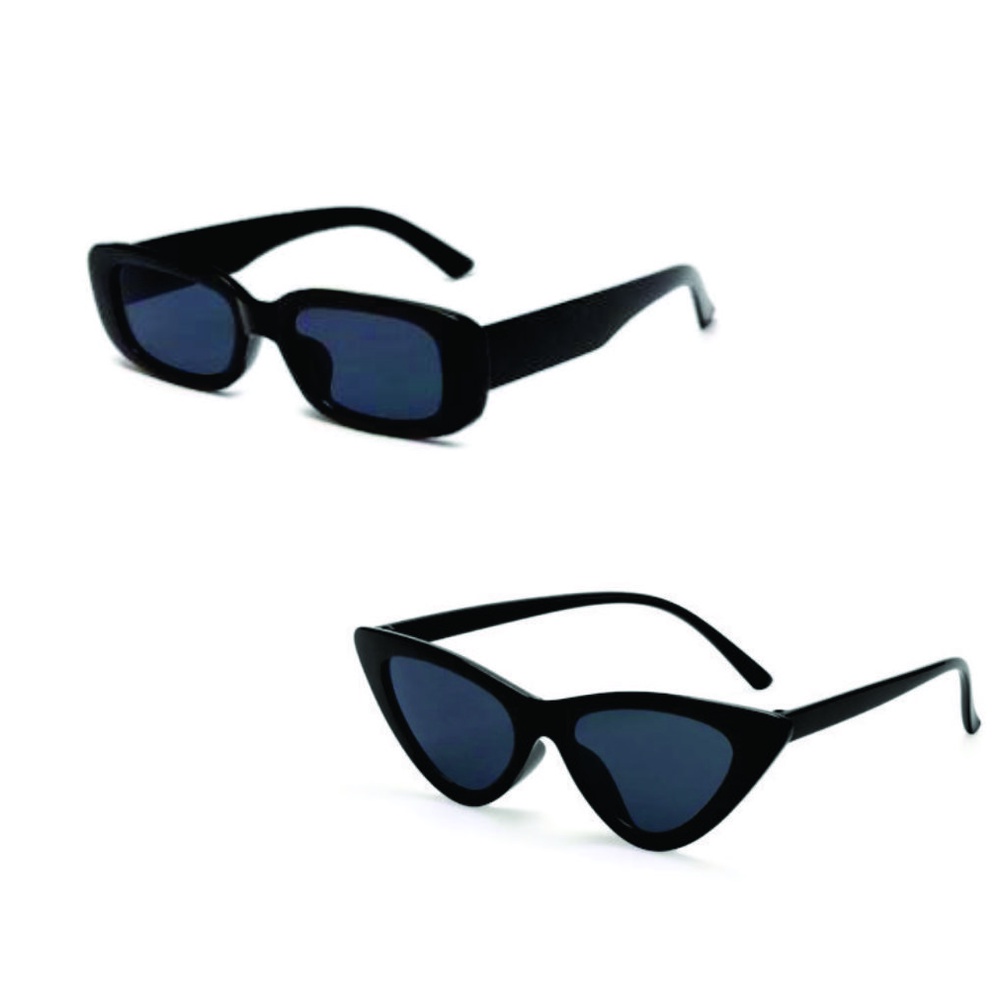 Kit 2 Óculos De Sol Preto Retangular + Gatinho Retrô Vintage Feminino Masculino em Oferta na Shopee