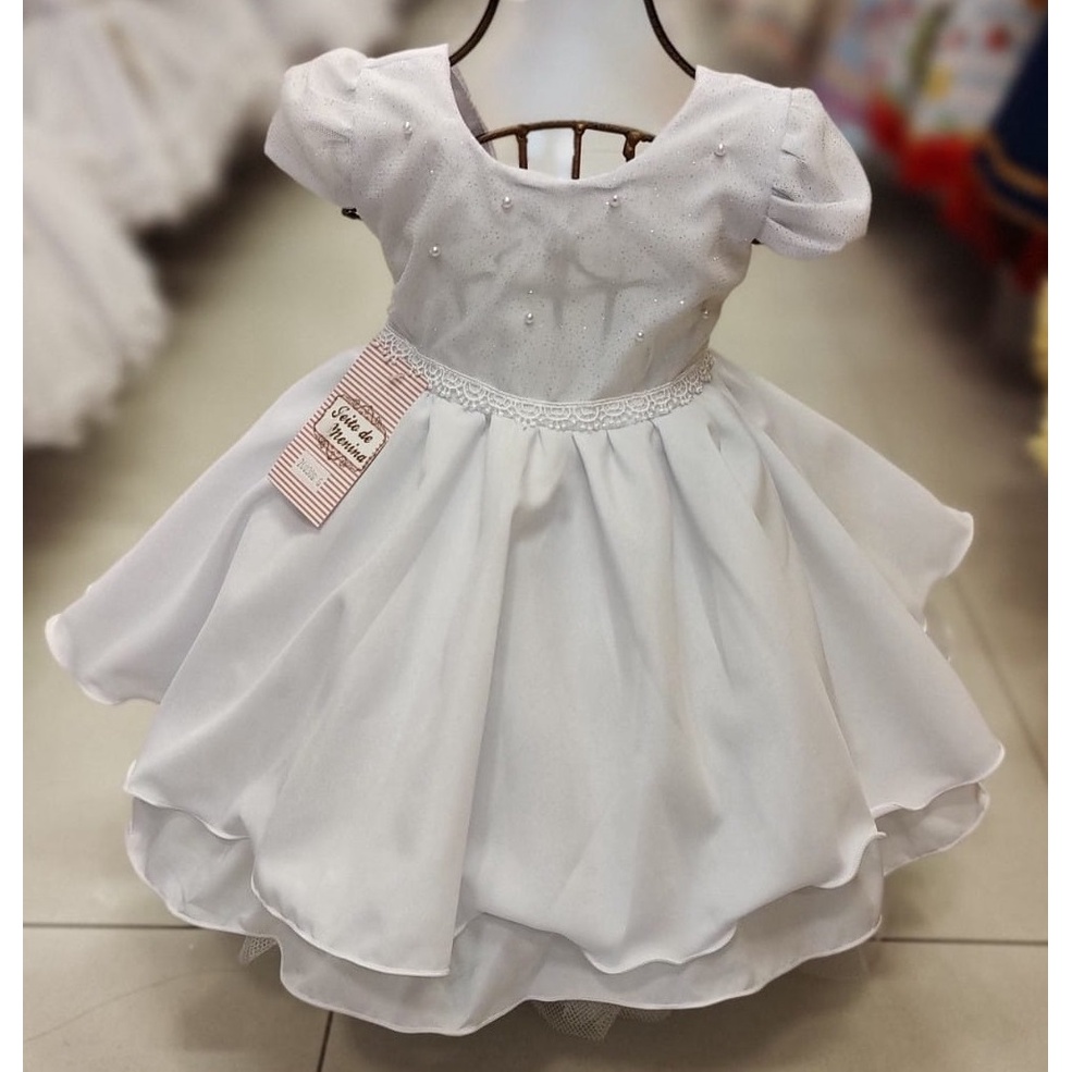 Vestido Branco Infantil Batizado Shopee Brasil