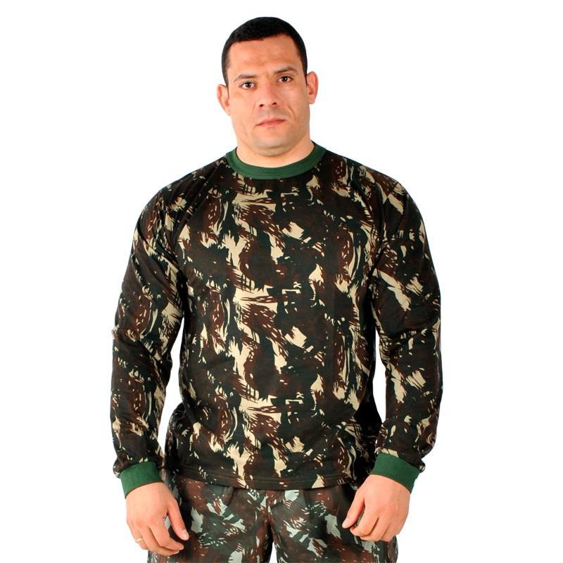 Camiseta Camuflada Manga Longa Exército Brasileiro Algodão