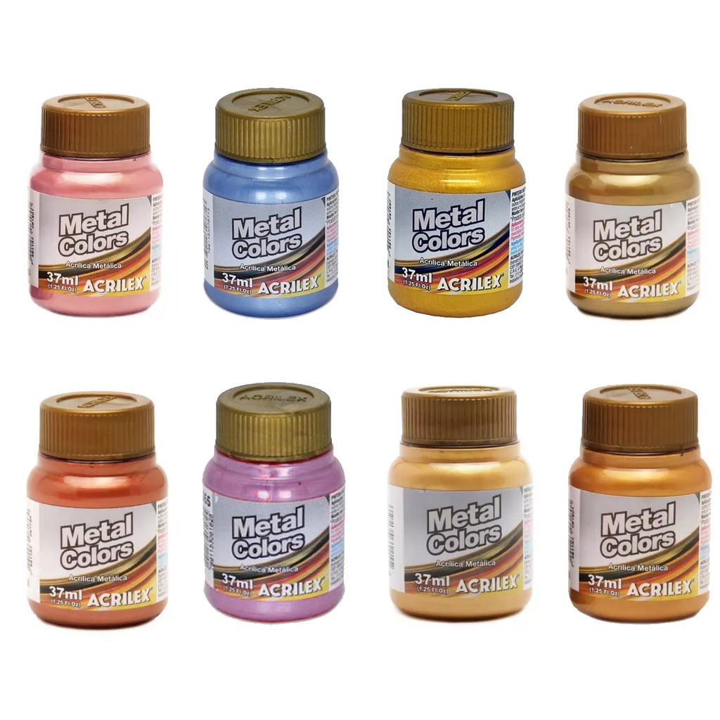 Tinta Acrílica Metal Colors 37ml - 8 Cores - Acrilex