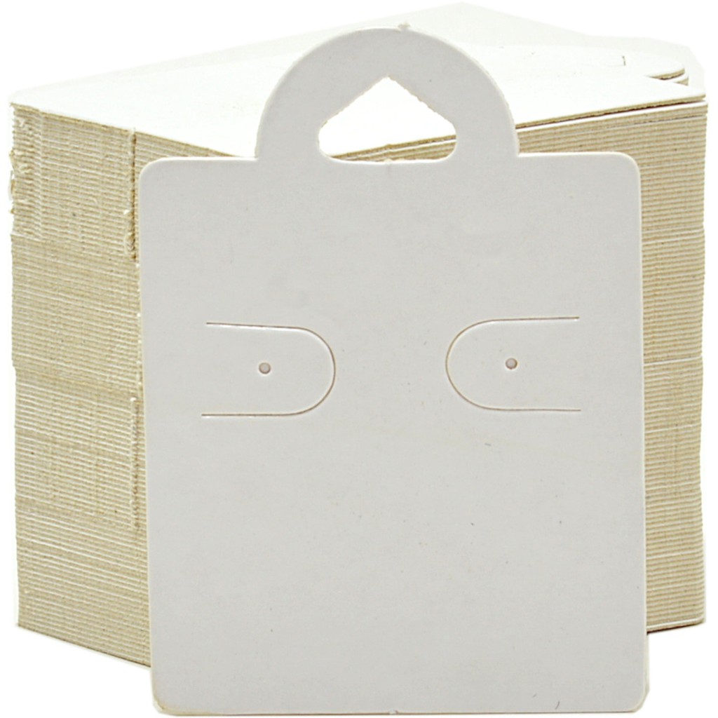 Cartela Capelinha para 1 Par de Brincos - 4 x 5,5 cm - C38 Branca 100 unidades
