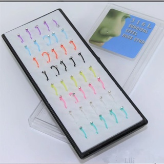 40 Piercing De Nariz Argolinha Colorida Silicone Strass em Oferta na Shopee
