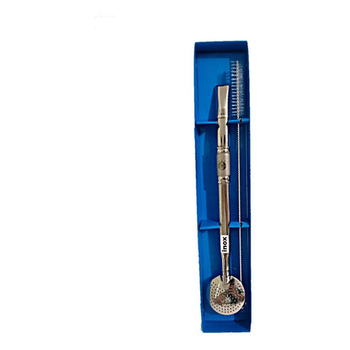 Bomba Chimarrão Grêmio Inox Desmontável 23 Cm Escovinha