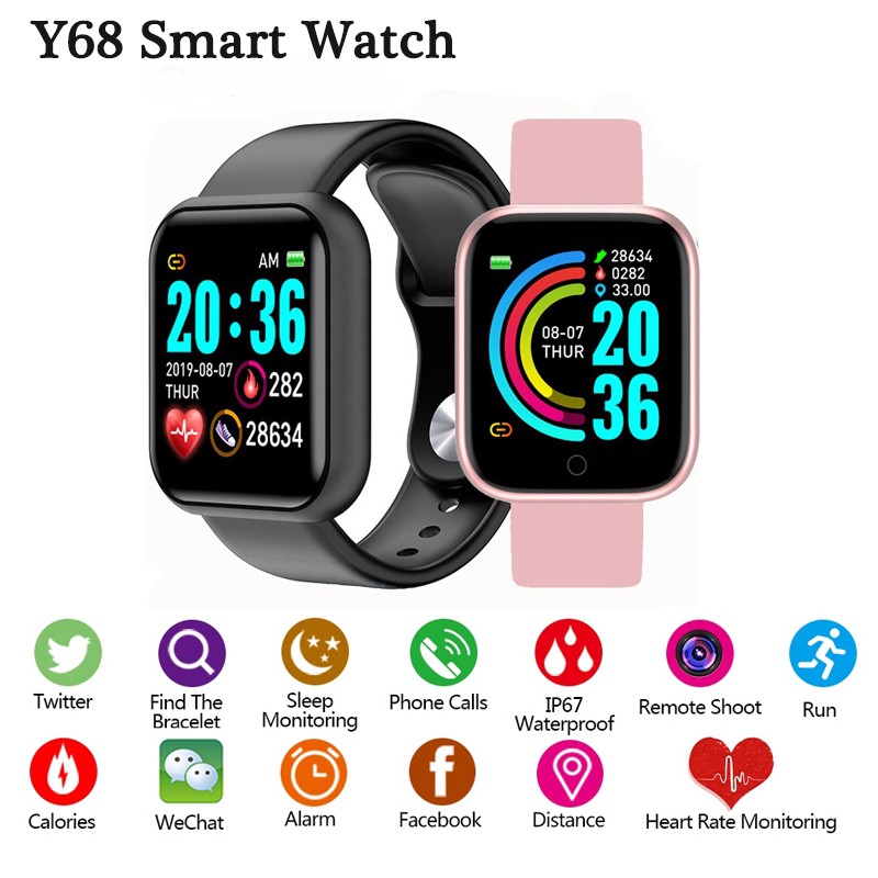 D20 Smartwatch Relogio inteligente Notificação Whats Redes sociais Bluetooh Touch Smart Bracelet A prova dágua Ip67 Wifi Rose Rosa Relogio Feminino Garotas Pulso Bateria Durável Recarregável