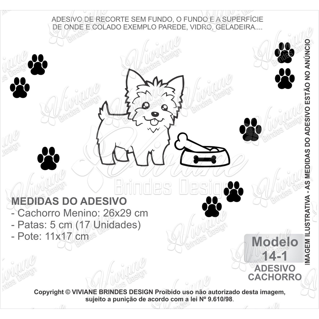 Adesivo Decorativo Cachorro Dog Yorkie Yorkshire Macho Patinhas M14p