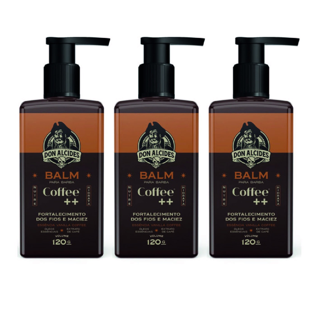 Kit 3x Balm Hidratante Para Barba 120ml Coffee Don Alcides