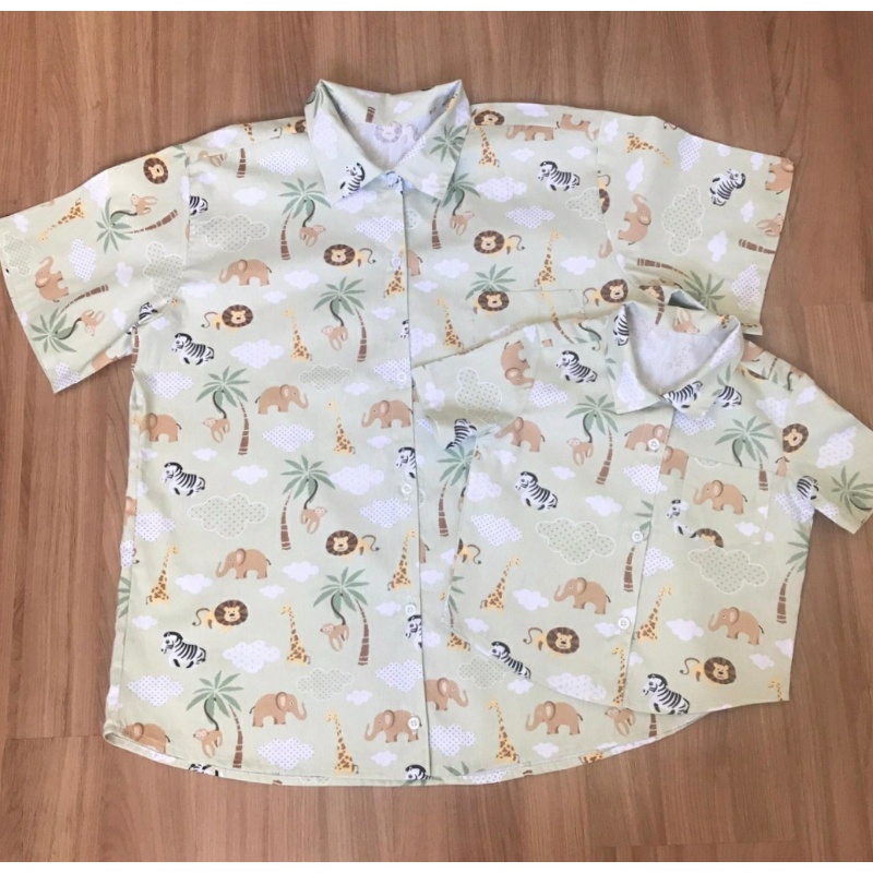 Camisa tal pai tal filho Safari verde