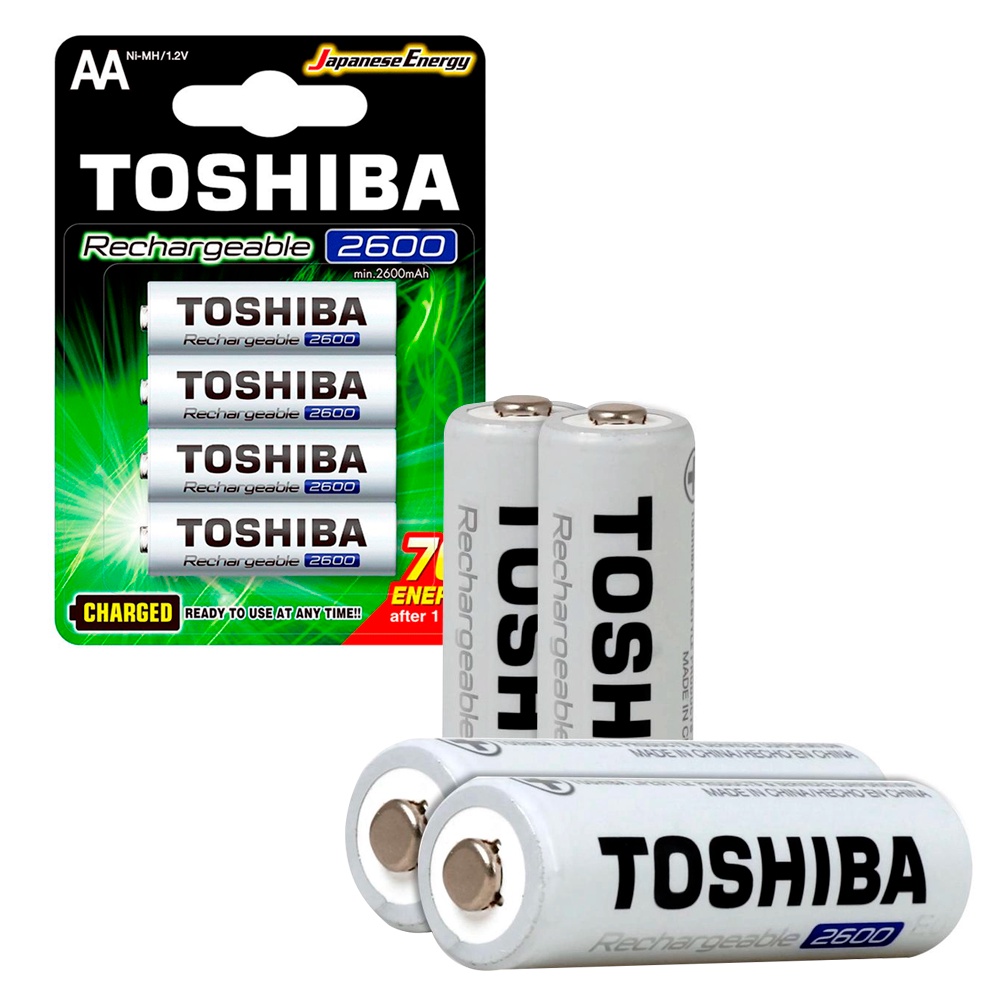 Pilha Recarregável AA Toshiba 1,2V 2600mAh 4Unid. - TNH6GAE