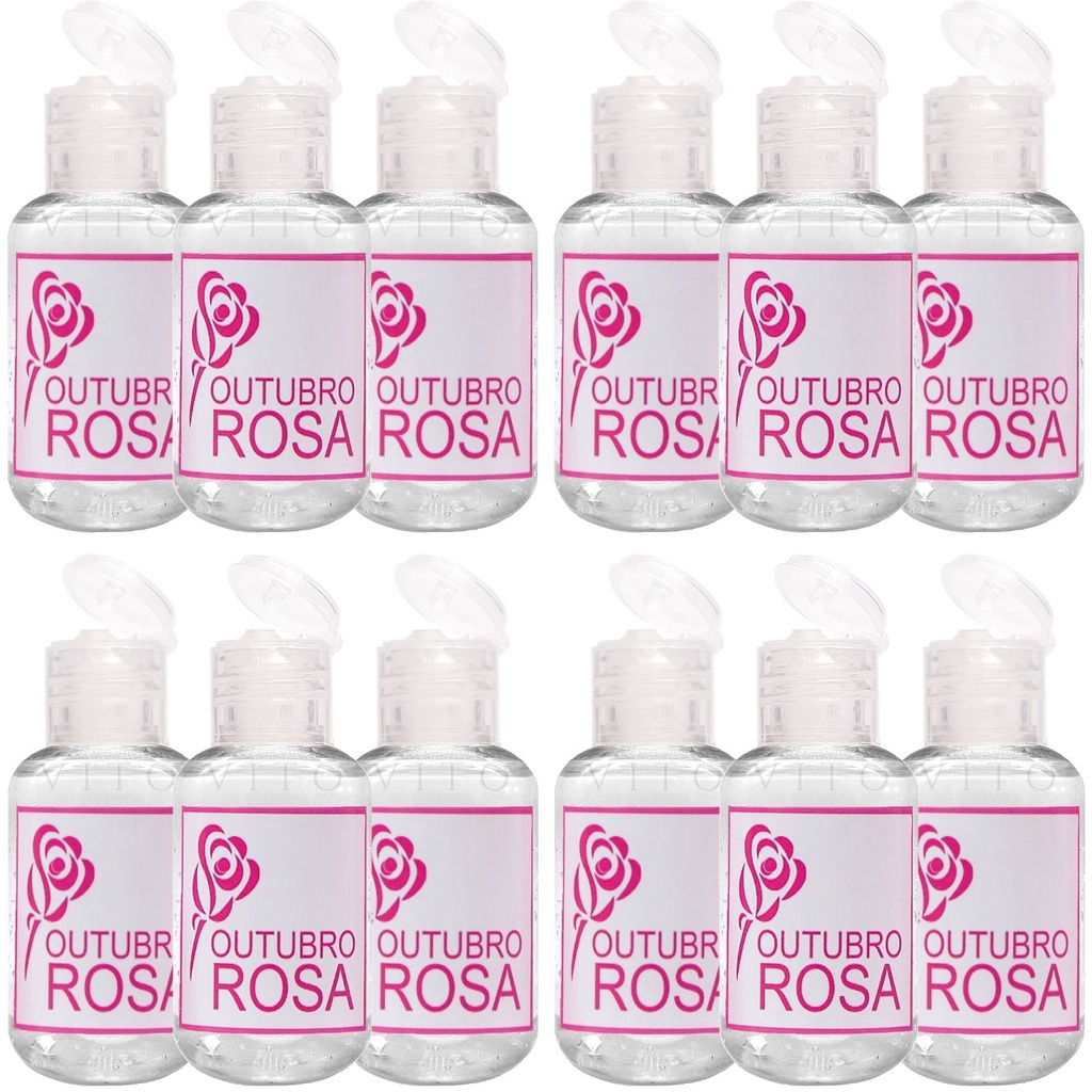 30 Lembrancinhas Brinde Outubro Rosa Álcool em Gel Brindes Personalizados