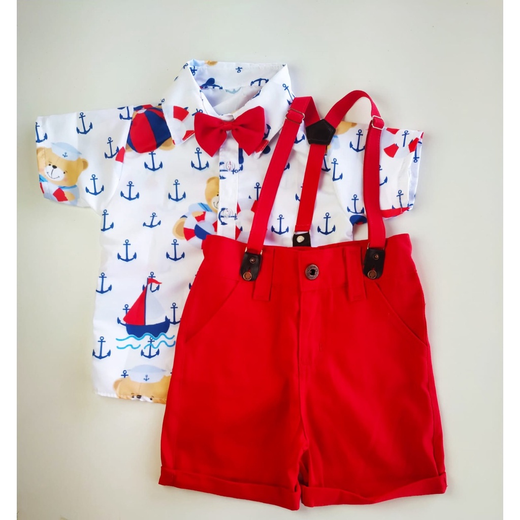 Conjunto URSO MARINHEIRO infantil para menino roupa de festa
