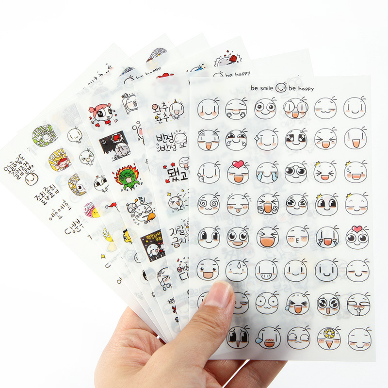 6 Folhas Bonito emoji PET Diário Etiqueta Decorativa Papelaria Álbum Adesivos em Oferta na Shopee