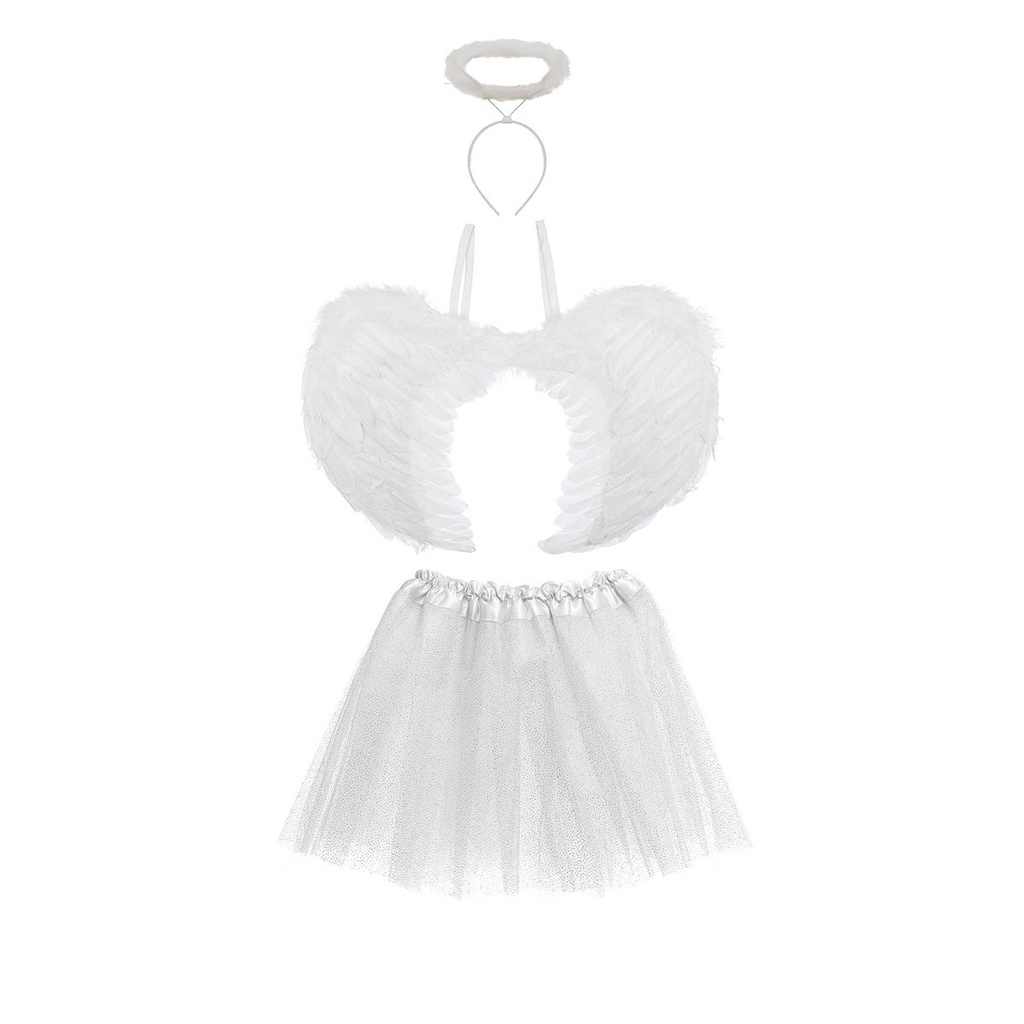 Fantasia de Anjinha Anjo Para Halloween Carnaval Ou Festas SAIA+ARCO+ASA