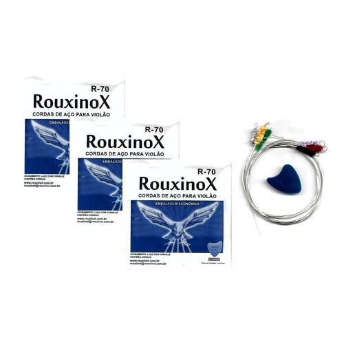 Encordoamento Rouxinol Violão Aço R-70 Kit Com 3 Jogos