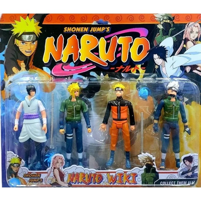Kit Com 4 Bonecos Naruto 15cm Articulados Boneco Naruto Uzumaki Sasuke Kakashi