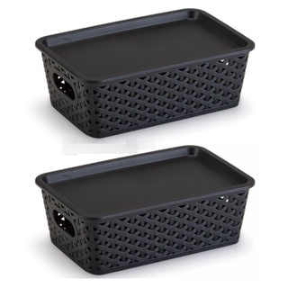 2 Caixas Organizadoras Rattan Preta 3 Litros C/ Tampa em Oferta na Shopee