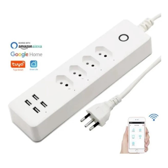 Regua Com 4 Tomada Inteligente 10a - Wifi Alexa Google Home