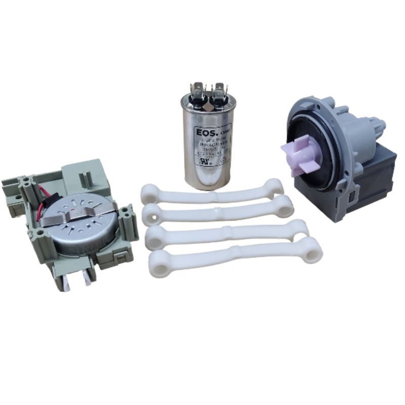 kit 1 atuador 220v + 1 capacitor 15uf por 380 /440 + 1 eletrobomba 220V + 4 tirantes branco para lavadora Consul