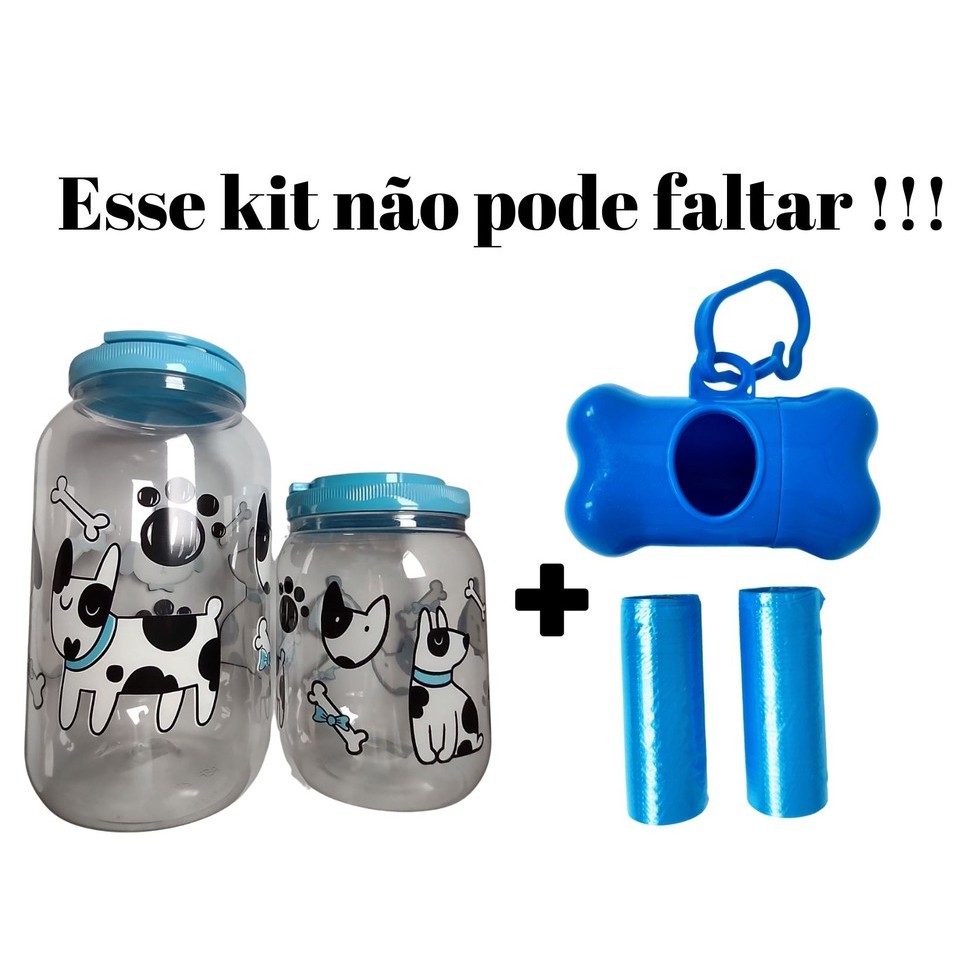 KIT Pote Porta Ração 3.6 + Porta Petisco 1.7 + Coletor Cata - Caca, Cachorros  Cães Gato gatos Com Alça - Para Armazenar Ração do seu PET, acessorios essenciais para seu animal, cachorro caes, filhote, filhotes TOP DOG SHOP