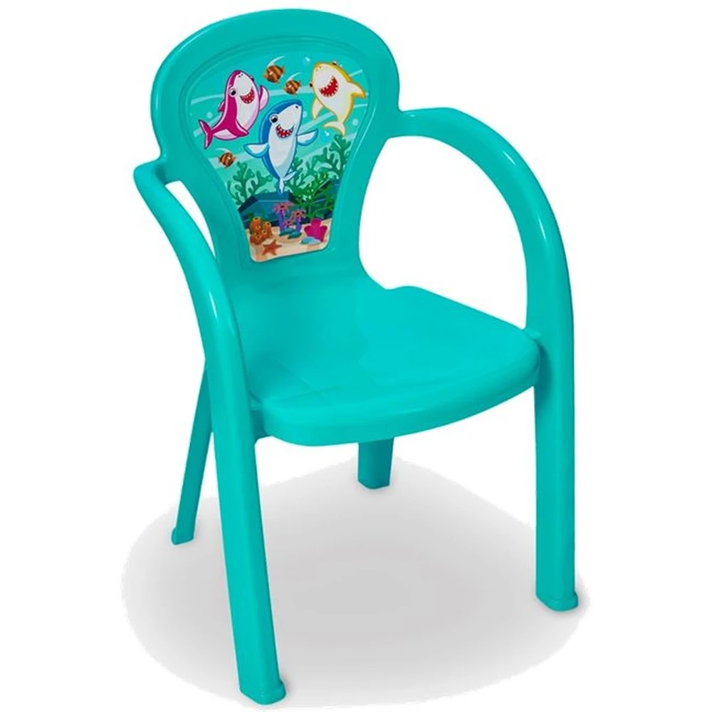 CADEIRA INFANTIL P/CRIANÇA DECORADA DE PERSONAGENS TUBARÃO OCEANO