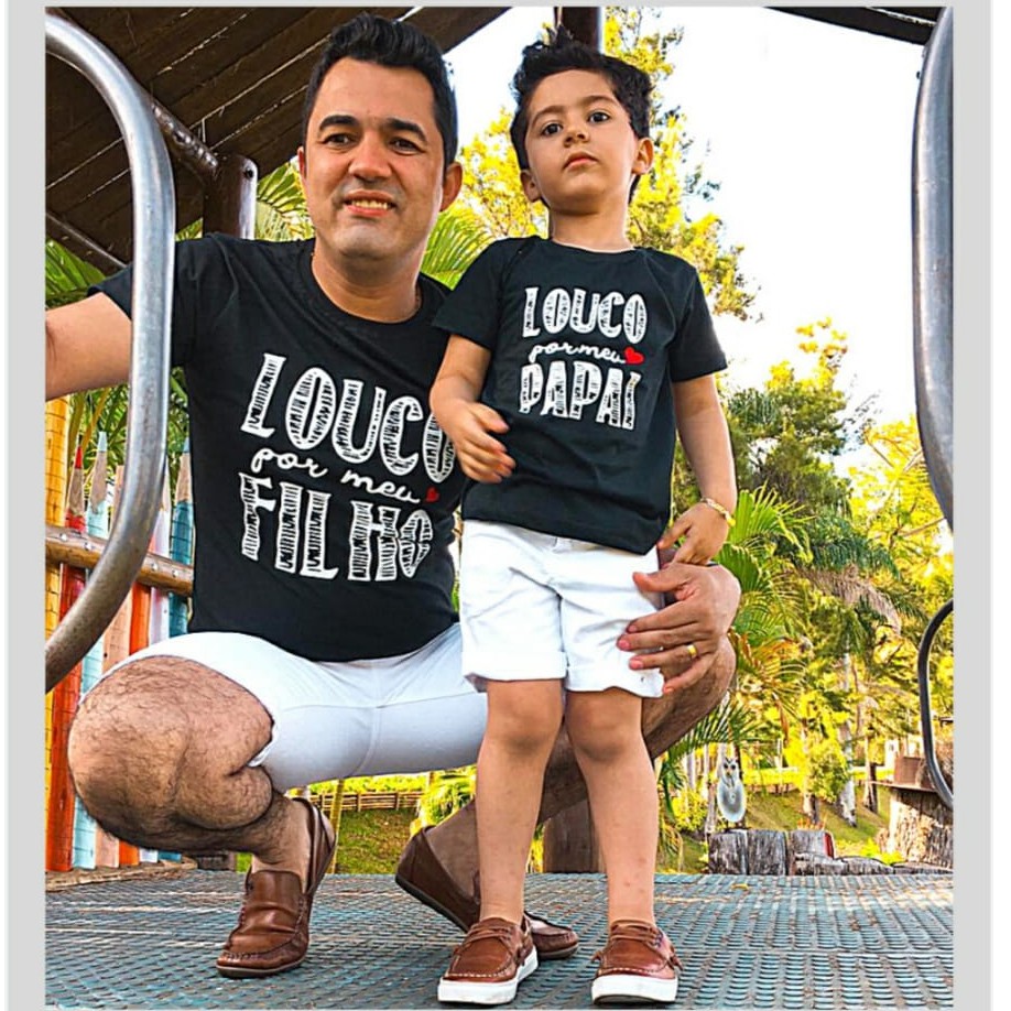 Kit Camiseta Personalizada Masculino Tal Pai Tal Filho Louco por meu Filho Louco por meu Papai.