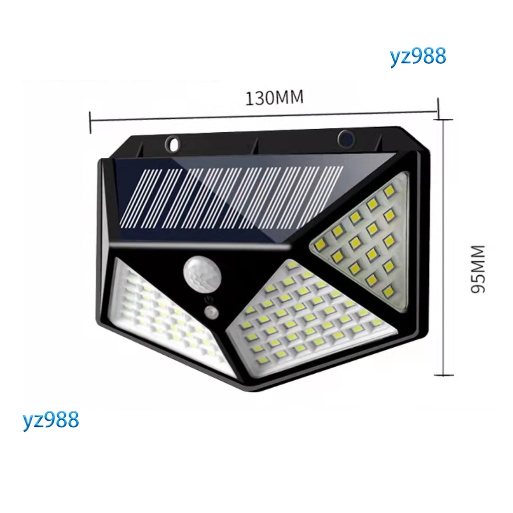luminária solar parede 100 led sensor presença 3 funções