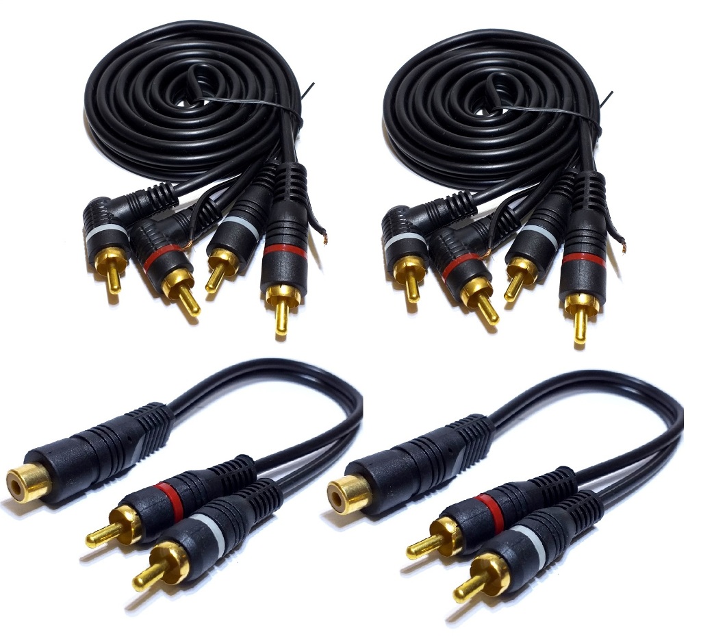 2 Cabo RCA 1,5 Metro mais 2 Y 2M1F Banhados a Ouro para Processador de Áudio Blindagem Simples Ideal Para Sistemas De Som Automotivo Alta Capacidade De Condução